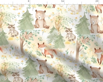 Autumn Woodland Fabric - Woodland Animals - Baby Animals Nursery Background By Utart - Autumn Cotton Fabric By The Yard With Spoonflower