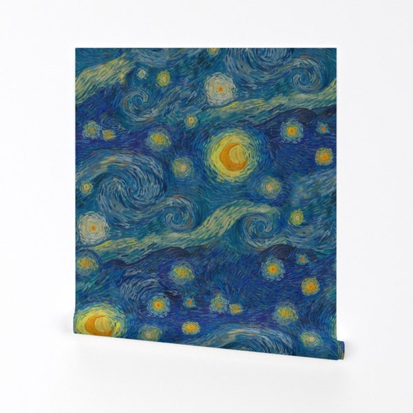 Vincent Wallpaper - Starry, Starry, Night By Weavingmajor - Vincent Custom Printed Removable Self Adhesive Wallpaper Roll by Spoonflower