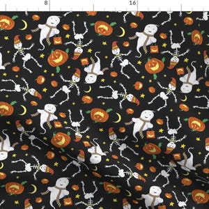 Halloween Spooky Pumpkin Ghost Fabric - Halloween Characters By Dalesimpsondesign - Halloween Cotton Fabric By The Yard With Spoonflower