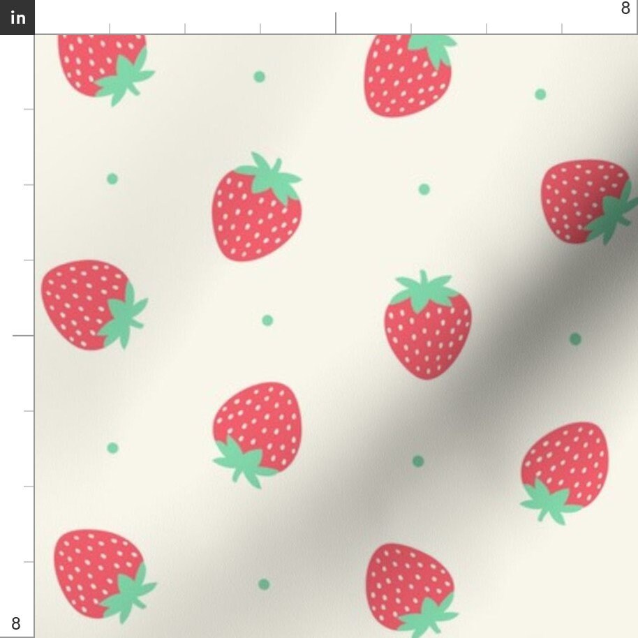 Strawberries on White Interlock Knit Fabric by POP!