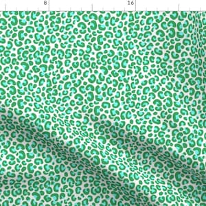 Jade Green Leopard Fabric - Leopard Spots by fancyjackdesigns - Aqua Mint Animal Print Small Cheetah Spots Fabric by the Yard by Spoonflower
