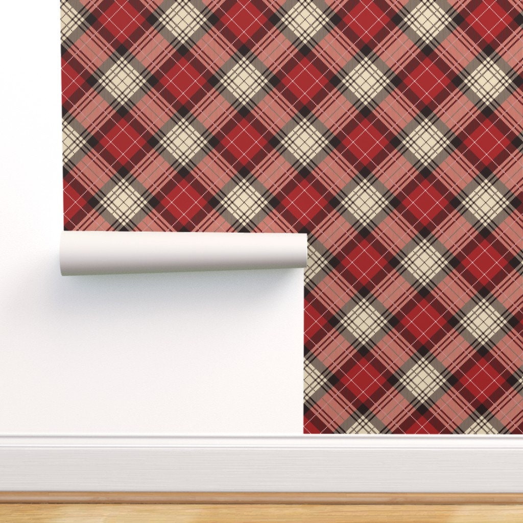 Red Plaid Wallpaper Tartan Red Plaid by Countrylifedesigns - Etsy