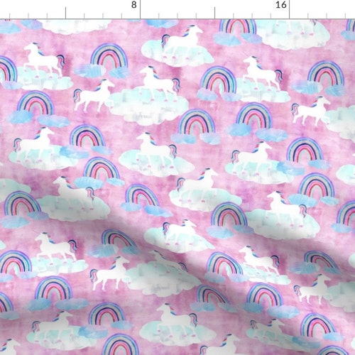 Unicorn Fabric by the Yard Pink / Fat Unicorn Fabric / - Etsy