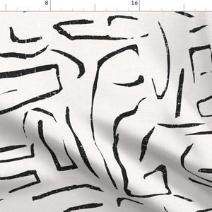 Boho Geometric Fabric - Indu by holli_zollinger - Rustic Farmhouse Distressed Weathered Black Cream Fabric by the Yard by Spoonflower