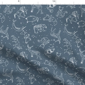 Constellations Fabric - Constellations // Animal Geometric Origami Illustration Blue Sky Night Sky Kids Nursery Baby By Andrea Lauren
