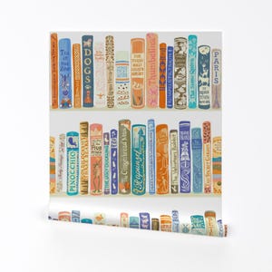 Libri Carta da parati rimovibile staccabile e attaccabile - Fiabe di letteratura della biblioteca - Decorazione murale - Scaffale per libri per bambini di taranealart