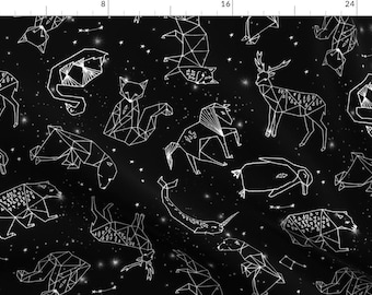 Constellations Fabric - Constellations // Black And White Animals Geometric By Andrea Lauren - Cotton Fabric By The Yard With Spoonflower
