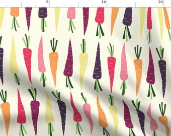 Garden Vegetable Fabric - Spring Carrot By Juniperr - purple carrot vegetarian vegan mod abstract Cotton Fabric By The Yard With Spoonflower
