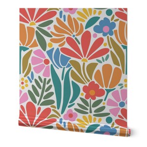 Psychedelic Floral Gold or Silver Metallic Wallpaper - Retro 1960s Pink Botanical Wallpaper Roll - Maximalism Folk by jenflorentine - image 5
