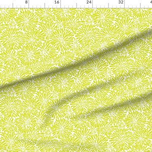 Chartreuse Floral Fabric Acid Green Mums by bevestudio Colorful Abstract Graphic 1960s Bright Green Fabric by the Yard by Spoonflower image 3