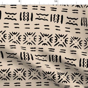 Mud Cloth Fabric - Mudcloth In Natural By Willowlanetextiles - Tribal African Traditional Cotton Fabric By The Yard With Spoonflower