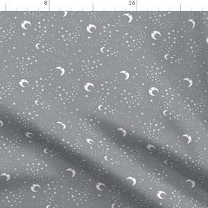 Stars Fabric - Celestial Dreams Whisper By Electrogiraffe - Stars Moon Celestial Baby Nursery Cotton Fabric By The Yard With Spoonflower