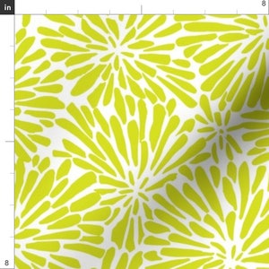 Chartreuse Floral Fabric Acid Green Mums by bevestudio Colorful Abstract Graphic 1960s Bright Green Fabric by the Yard by Spoonflower image 2