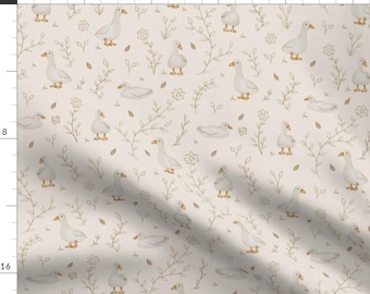 Small Scale Duck Fabric - Quack & Blossom by posyandpin - Animal Floral Watercolor Whimsical Toddler Baby Fabric by the Yard by Spoonflower