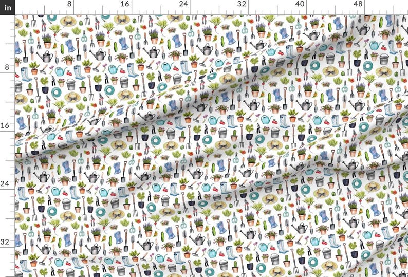 Gardening Fabric - Garden Gear - Spring Gardening Pattern W/ Garden Tools Supplies By Somecallmebeth - Garden Fabric With Spoonflower imagen 2
