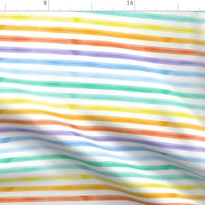 Rainbow Watercolor Stripes Fabric - Watercolor Stripes - Rainbow By Littlearrowdesign - Colorful Lines Rainbow Pride Fabric With Spoonflower