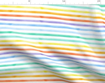 Rainbow Watercolor Stripes Fabric - Watercolor Stripes - Rainbow By Littlearrowdesign - Colorful Lines Rainbow Pride Fabric With Spoonflower