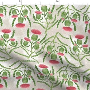 Scottish Thistle Fabric - Scottish Thistle By Landpenguin - Botanical Flower Home Decor Cotton Fabric By The Yard With Spoonflower