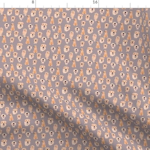 Tiny Scale Golden Retriever Fabric - Golden Retrievers By Artofacoonhound - Goldens on Taupe gray Cotton Fabric By The Yard With Spoonflower