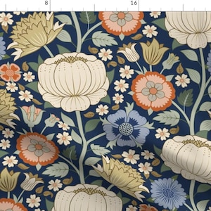 Arts And Crafts Fabric - Victorian Floral by portiamonberg - Antique Graphic Hand Drawn Flowers Victorian  Fabric by the Yard by Spoonflower