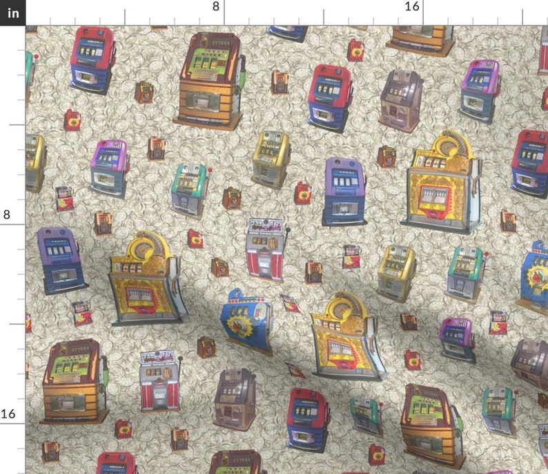 Slot Machine Fabric Dean'S Slot Machines Coins By Etsy