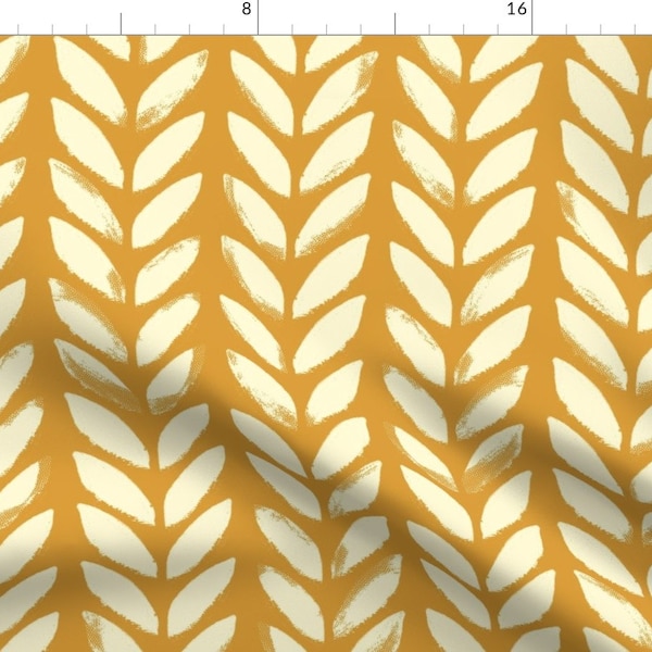 Mustard Chevron Fabric - Knit Print Ochre Large by mint_tulips - Faux Weathered Summer Autumn Fabric by the Yard by Spoonflower