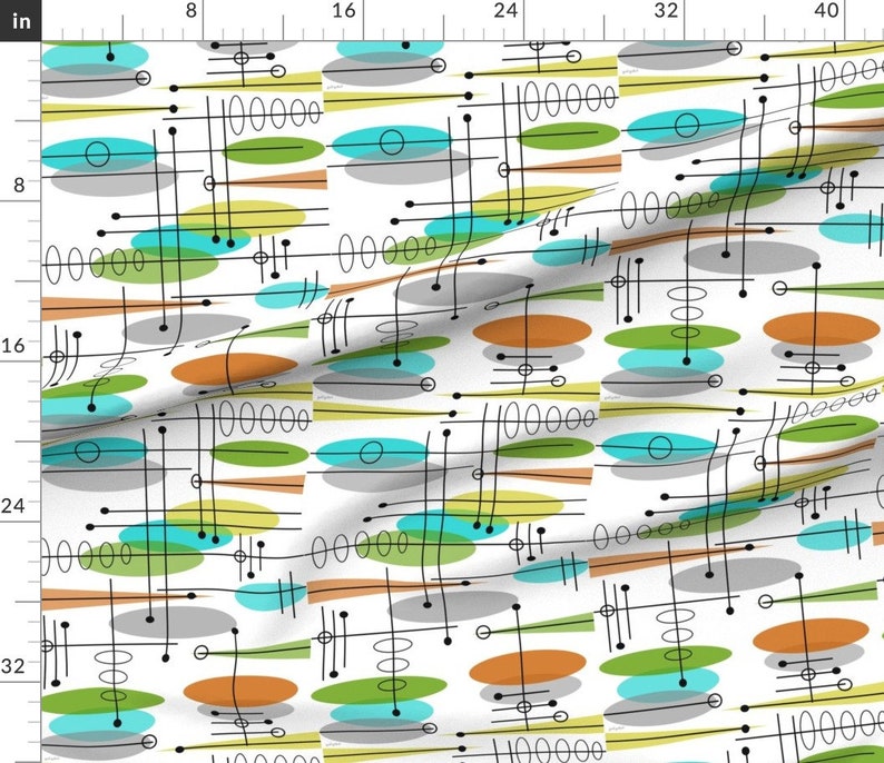 Mid Century Modern Fabric Space Age Atomic Inspired by Etsy