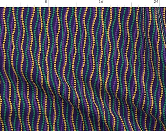 Mardi Gras Fabric - Time To Party Gras! By Mariafaithgarcia - Mardi Gras Beads Dots Modern Cotton Fabric By The Yard With Spoonflower