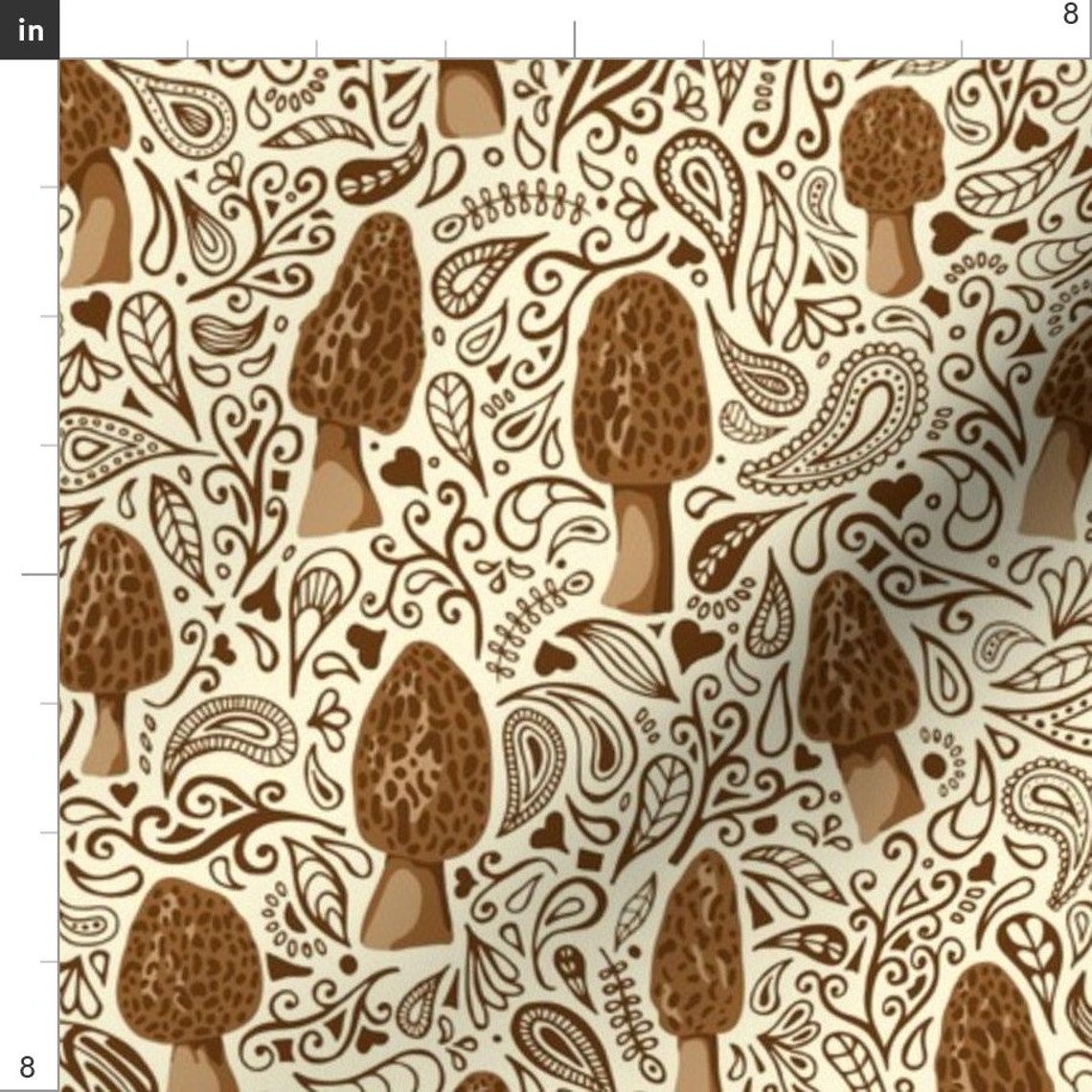 Mushroom Fabric Morels With Paisley and Doodles by Etsy Australia