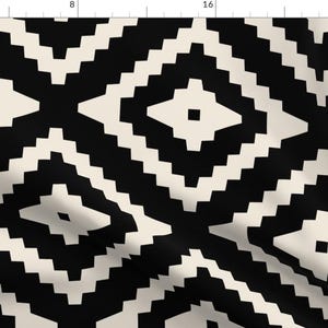 Boho Aztec Fabric - Boho Aztec Black Tan By Mintedtulip - Geometric Aztec Tribal Bohemian Black Cotton Fabric By The Yard With Spoonflower