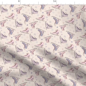 Ice Skates Fabric - Pastel Ice Skates By Andrea Lauren - Pink Girls Winter Sports Blush Pastel Cotton Fabric By The Yard With Spoonflower