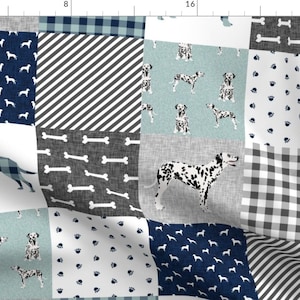Dalmatian Fabric - Dalmatian Pet Quilt B Floral Cheater Quilt Dog Breed Fabric By Petfriendly - Cotton Fabric By The Yard With Spoonflower