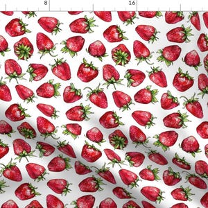 Summer Strawberries Fabric - Strawberries By Hipkiddesigns - Red Summer Fruit Kitchen Decor Cotton Fabric By The Yard With Spoonflower