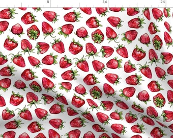 Summer Strawberries Fabric - Strawberries By Hipkiddesigns - Red Summer Fruit Kitchen Decor Cotton Fabric By The Yard With Spoonflower