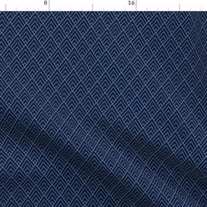 Mountains Blue Geometric Fabric - Dark Blue Diamond Mountains By Gingerlous - Mountains Cotton Fabric By The Yard With Spoonflower