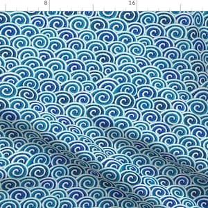 Waves Fabric - Waves Of Waves By Sandityche - Waves Blue Swirl Ocean Nautical Sea Surf Cotton Fabric By The Yard With Spoonflower