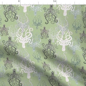 Floral Octopus Fabric - A Floating Octopus By Seesawboomerang - Flower Octopus Beach Decor Cotton Fabric By The Yard With Spoonflower