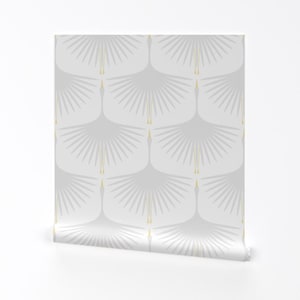 Fliegende Schwäne Ablösbare Tapete zum Abziehen und Aufkleben - Graue Und Weiße Elegante Flügelspannweite - Wandkunst Wanddekor - Art Deco Schwäne by katerhees