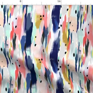 Abstract Painterly Fabric - Paint Strokes by crystal_walen - Colorful Watercolor Stripes Dots Nursery Fabric by the Yard by Spoonflower