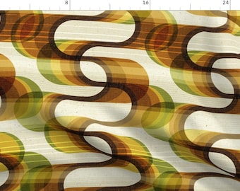 Earthen Colors Fabric - Retro Groovy Ribbons by friztin - Medium Scale Retro Modern 70s Geometric Waves  Fabric by the Yard by Spoonflower