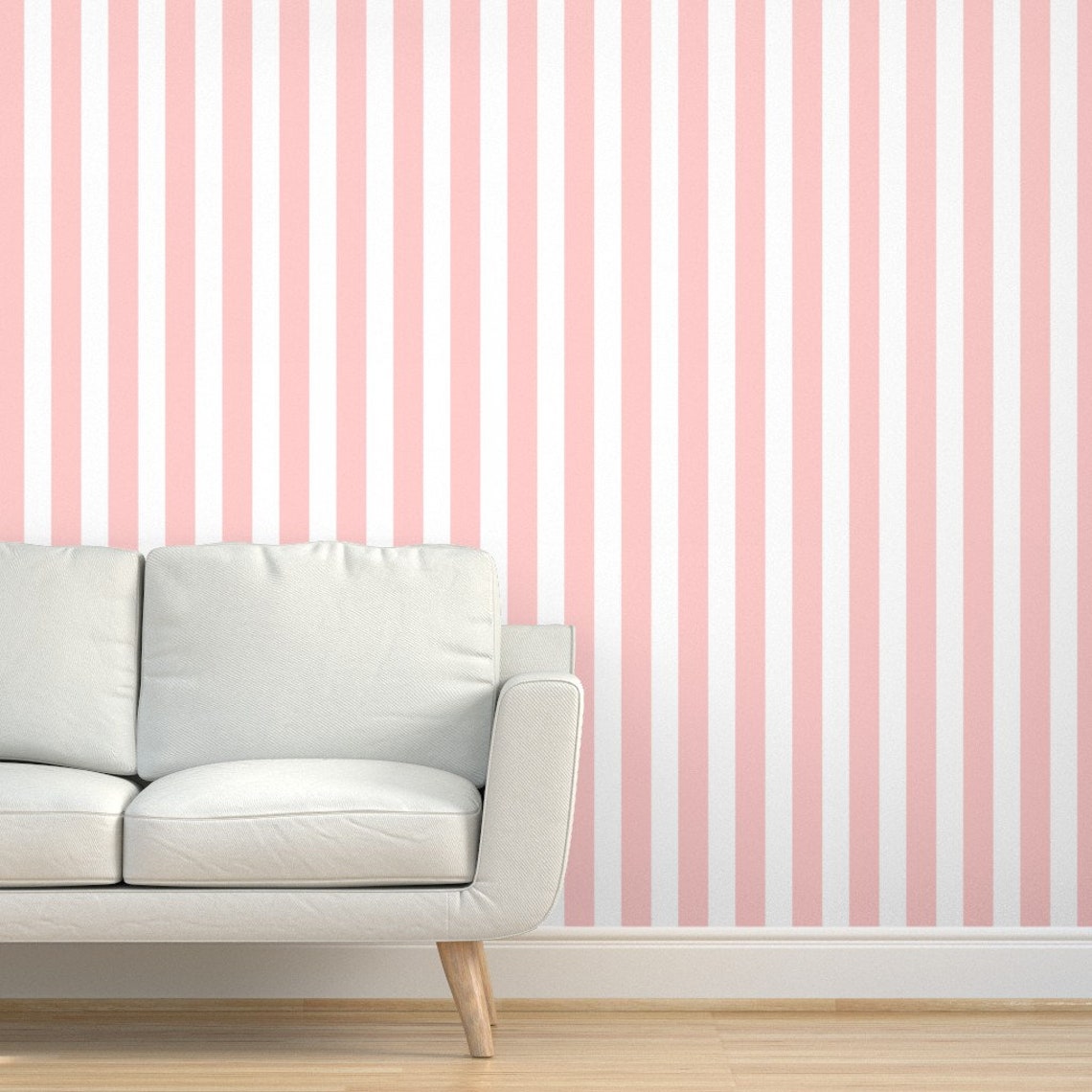 Pink Stripe Wallpaper Preppy Stripes Vertical Pink by Etsy