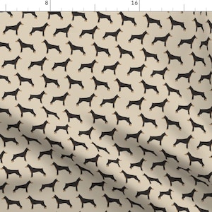 Doberman Fabric - Doberman Pinscher Dogs Sand Tan By Petfriendly - Doberman Dog Black Brown Puppy Cotton Fabric By The Yard With Spoonflower