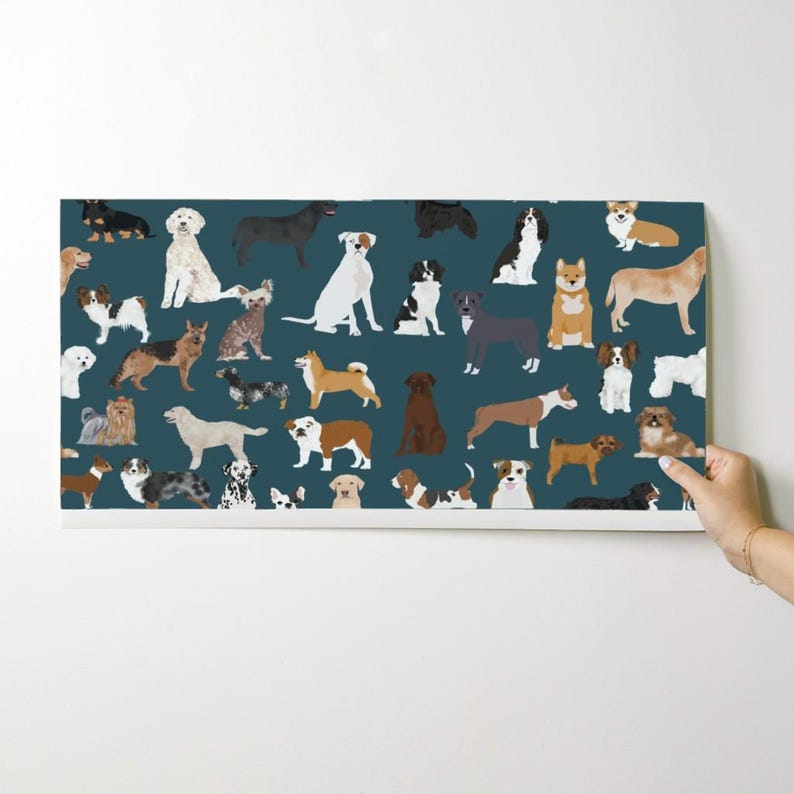 Dogs Wallpaper - Cute Dogs Best Dogs By Petfriendly - Dog Breed Blue Custom Printed Removable Self Adhesive Wallpaper Roll by Spoonflower image 9
