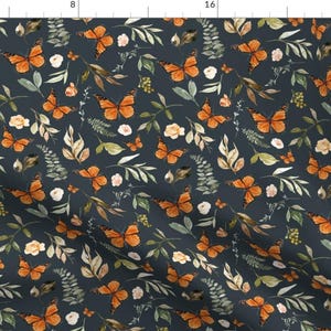 Monarch Butterflies Fabric - Monarch Butterflies // Midnight Blue By Hipkiddesigns - Navy Spring Cotton Fabric By The Yard With Spoonflower