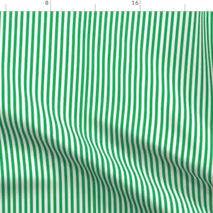 Green Stripe Fabric - Perfectly Pinstripe In Grass Green // White By Theartwerks - Green Striped Cotton Fabric By The Yard With Spoonflower