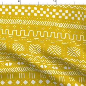 Mudcloth Fabric - Big Mustard Mudcloth Max By Brainsarepretty - Modern Mudcloth Boho Decor Cotton Fabric By The Yard With Spoonflower