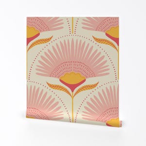 Jumbo Palms Removable Peel and Stick Wallpaper - Art Deco Palm Mid Century - Wall Art Wall Decor - Aara Palm Floral by scarlet_soleil