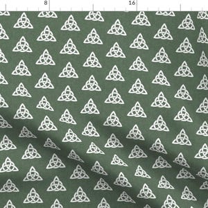 Celtic Fabric - Trinity Knot By Littlearrowdesign - Celtic Irish Green White St Patricks Day Cotton Fabric By The Yard With Spoonflower