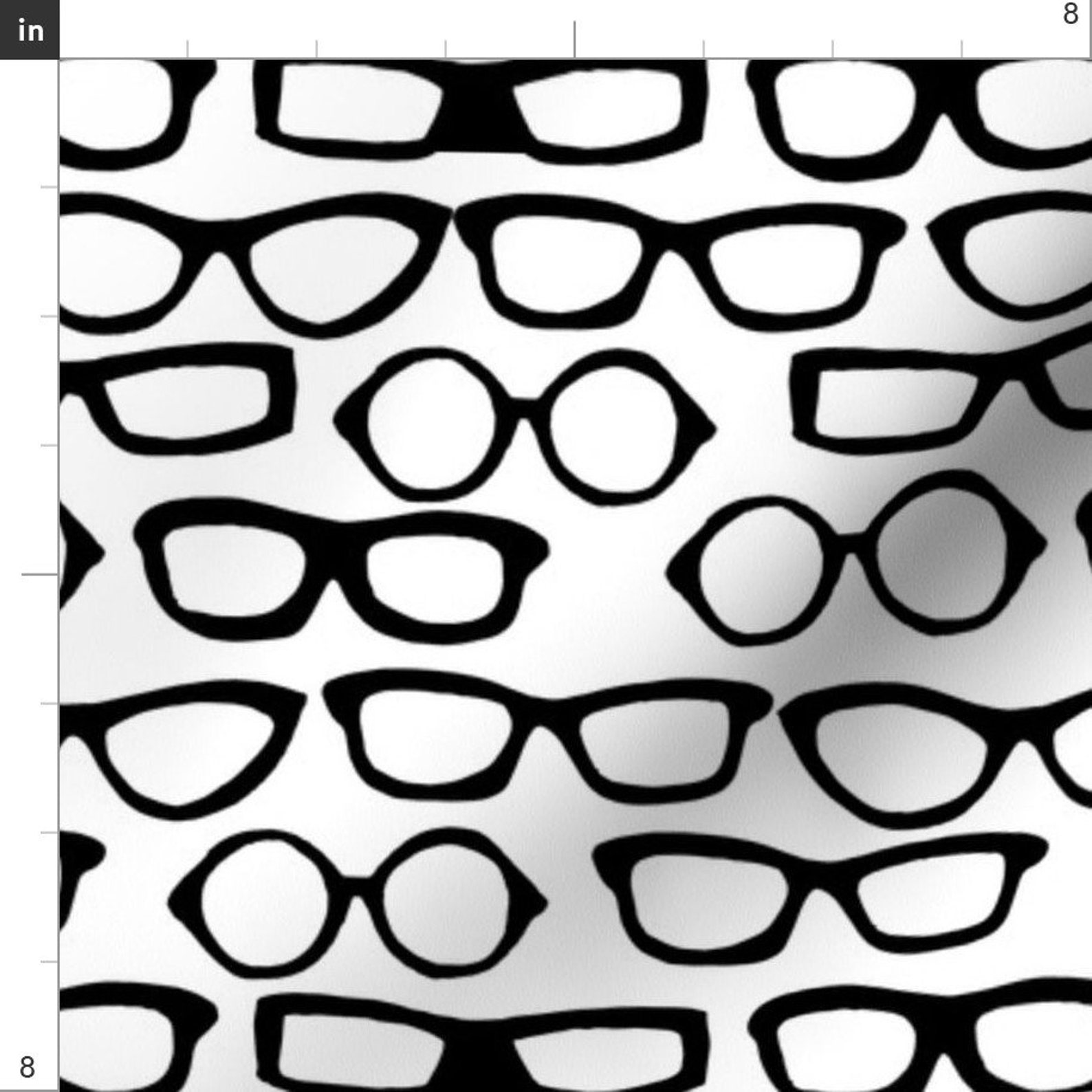 Glasses Fabric Cute White and Black Monochrome Spectacles Etsy