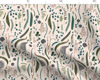 Botanical Fabric - Wilder By Holli Zollinger - Botanical Plants Ferns Herbs Modern Home Decor Cotton Fabric By The Yard With Spoonflower